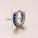 Blue / 1 Piece Simple Series  Geometric Copper Silver Color Zircon Women's Hoop Earrings Picture3